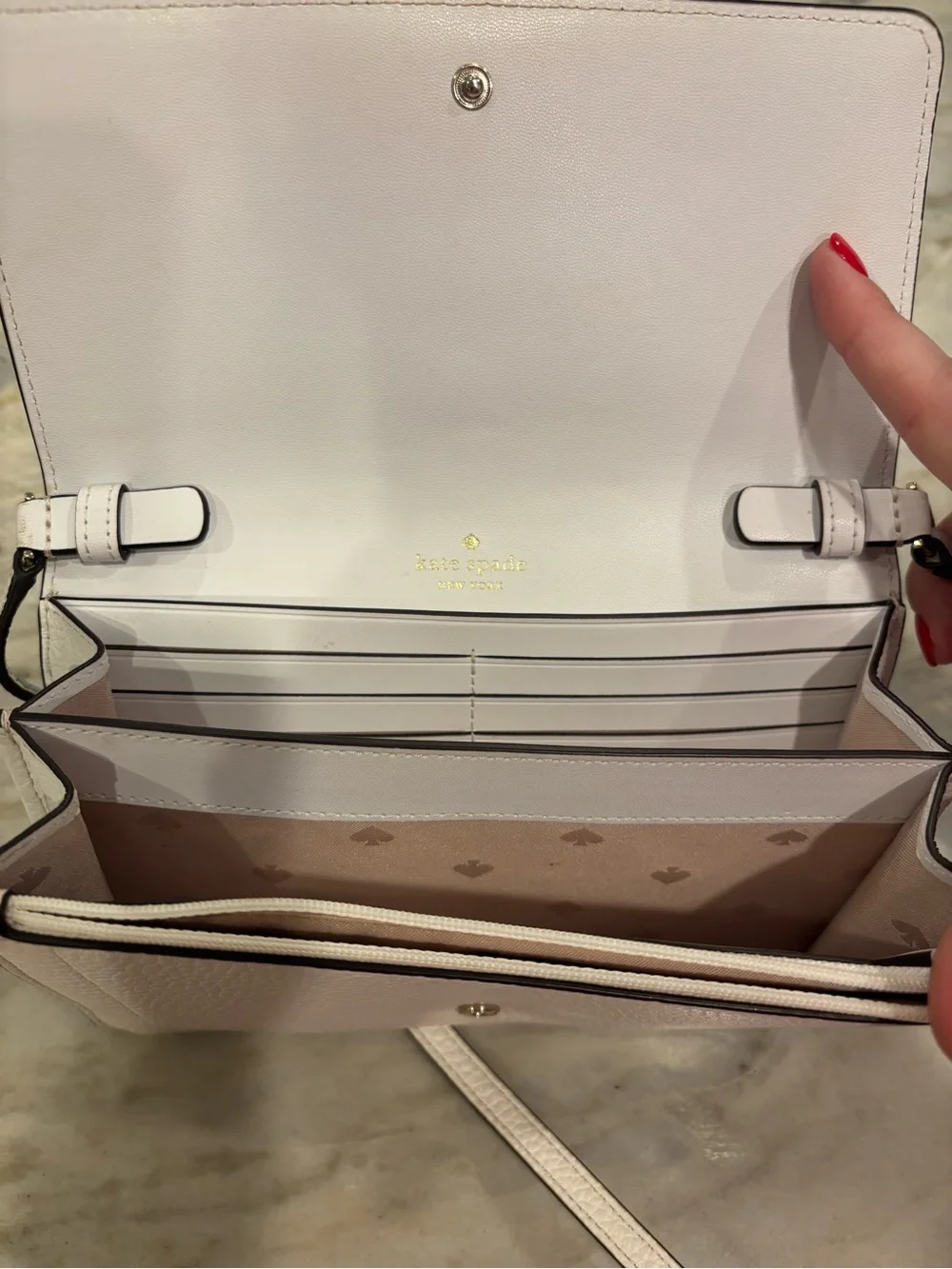 kate spade Cream Pebbled Leather Flap Crossbody